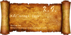 Kőszegi Igor névjegykártya